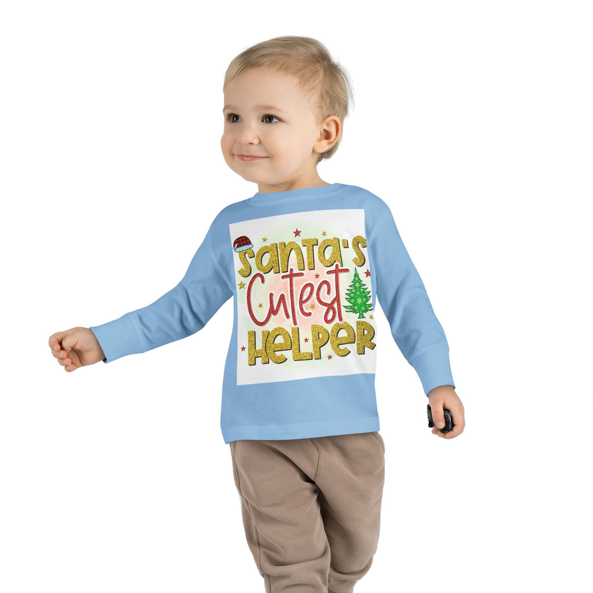 Santa's Cutest Helper Toddler Long Sleeve Tee