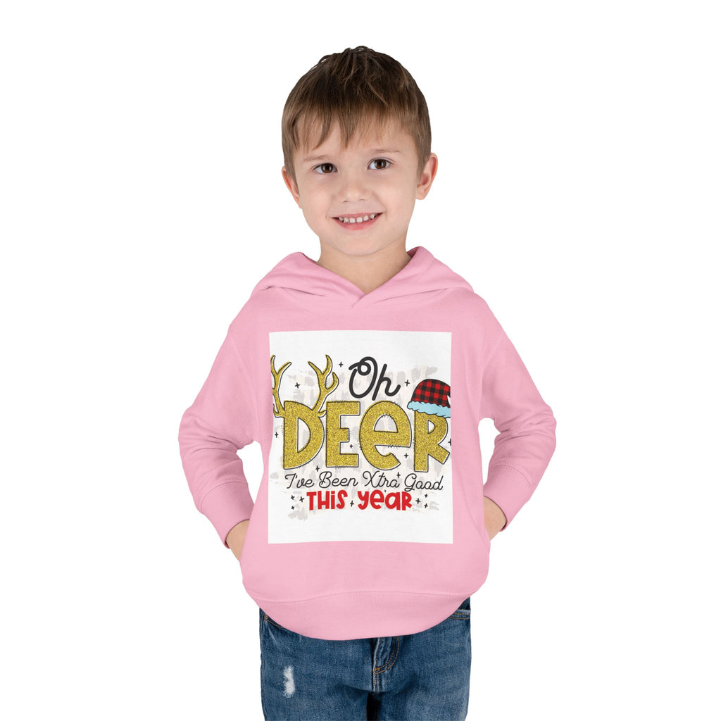 Toddler Hoodie — "Oh Deer I've Been Extra Good This Year" Christmas Pullover