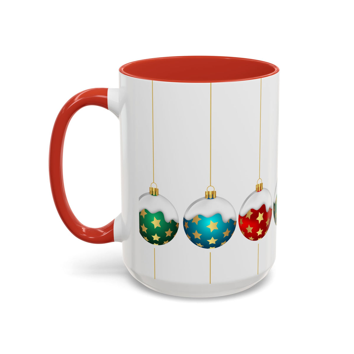 Holiday Ornament Accent Coffee Mug — Festive Christmas Baubles (11/15oz)