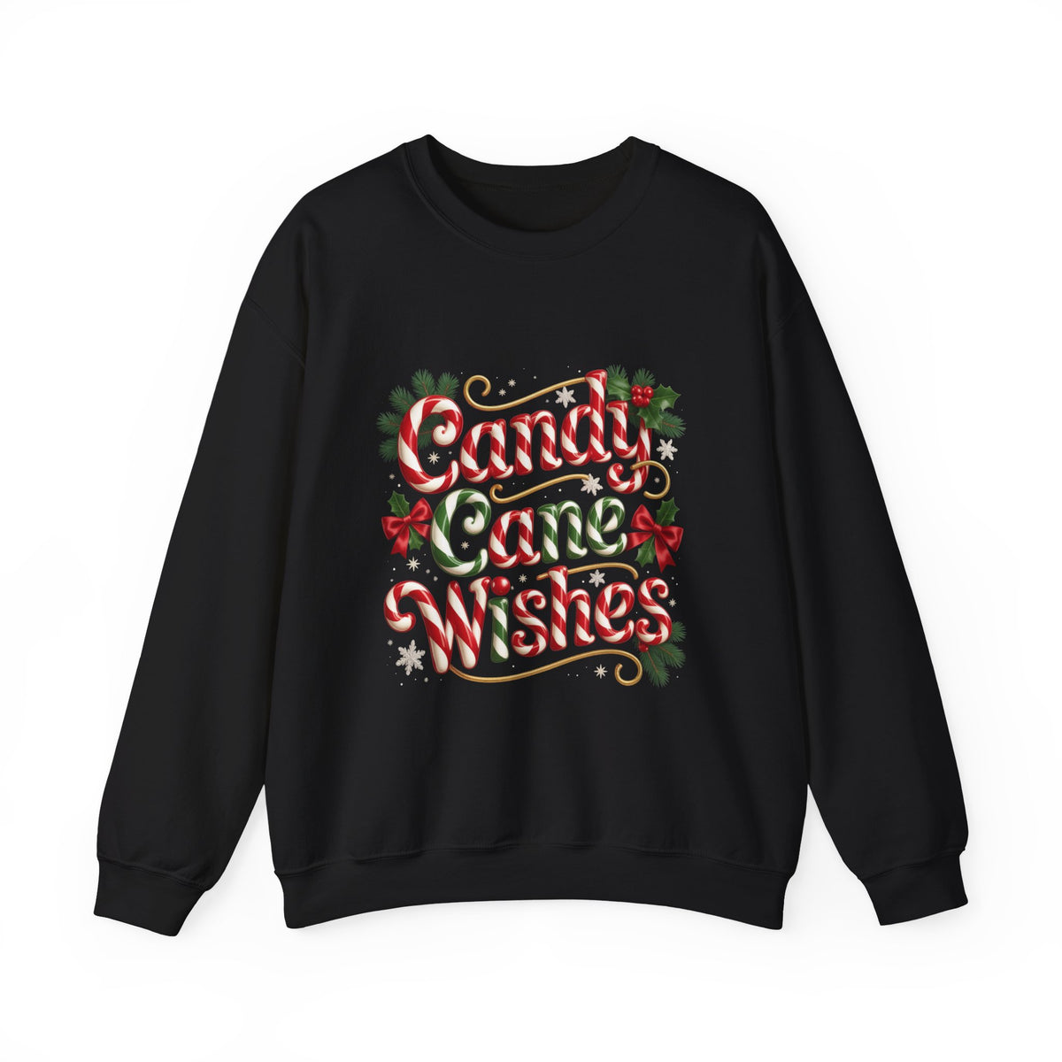 Crewneck Sweatshirt - "Candy Cane Wishes" Festive Holiday Sweater