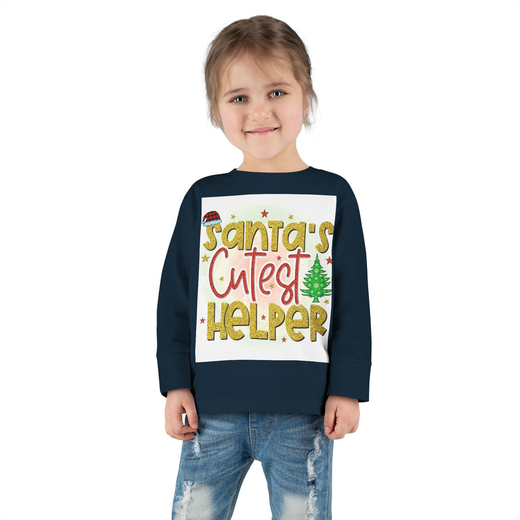 Santa's Cutest Helper Toddler Long Sleeve Tee