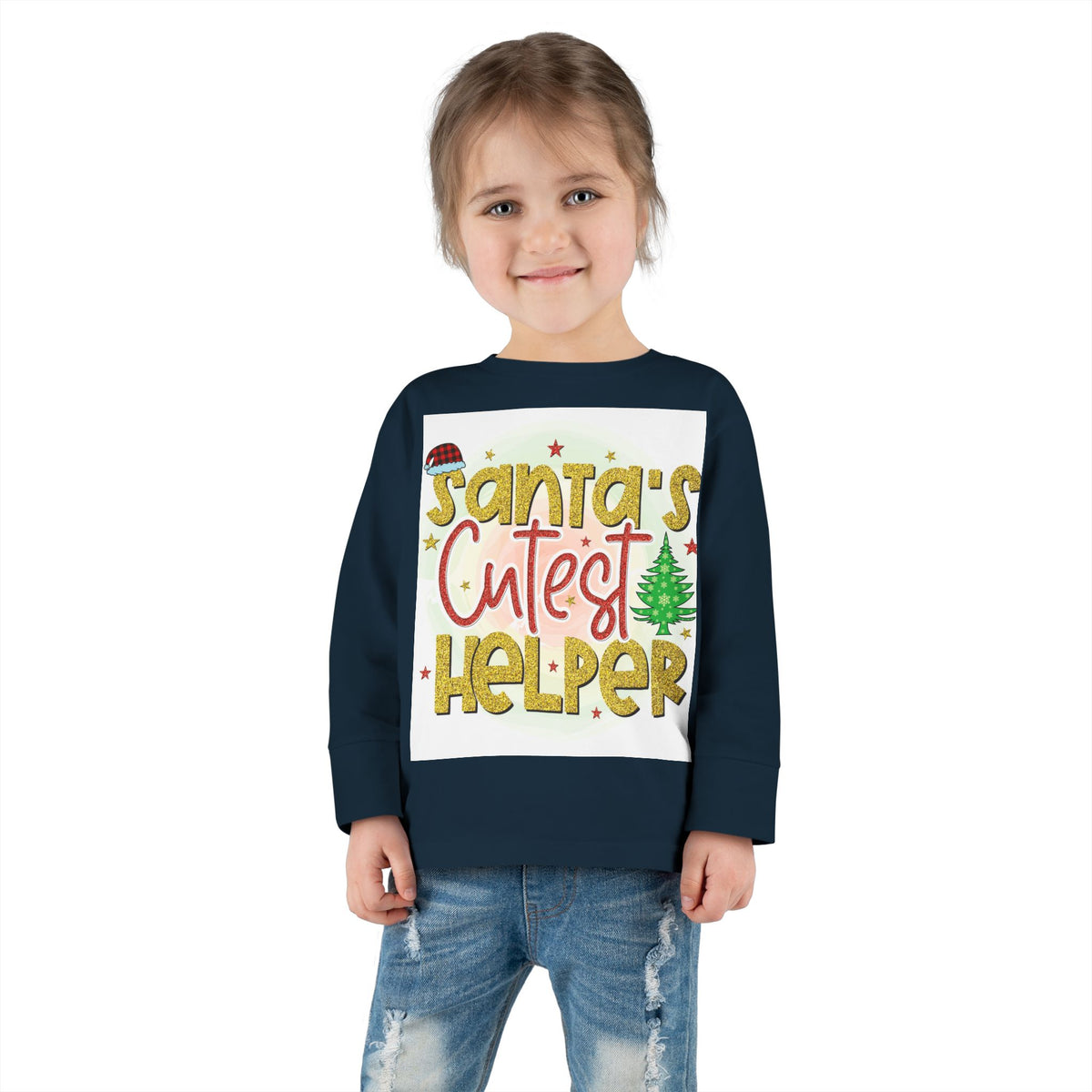 Santa's Cutest Helper Toddler Long Sleeve Tee