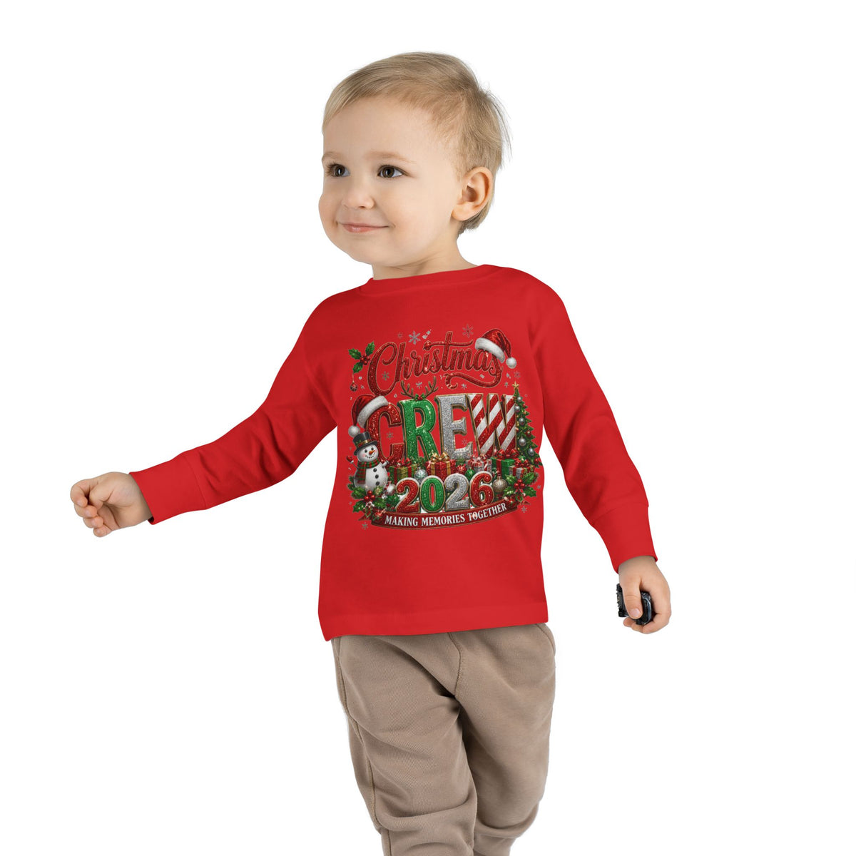 Toddler Long Sleeve Tee — "Christmas Crew 2026" Holiday Shirt