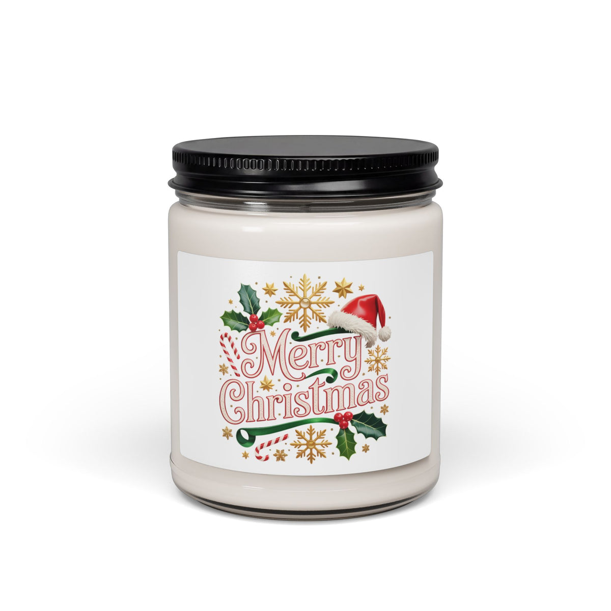Merry Christmas Scented Soy Candle — 9oz Holiday Jar Candle (Warm Winter Spice)
