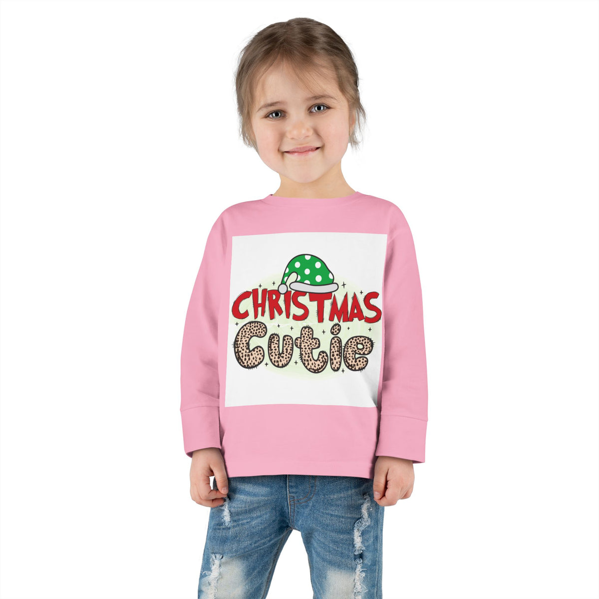 Toddler Long Sleeve Tee — "Christmas Cutie" Holiday Shirt