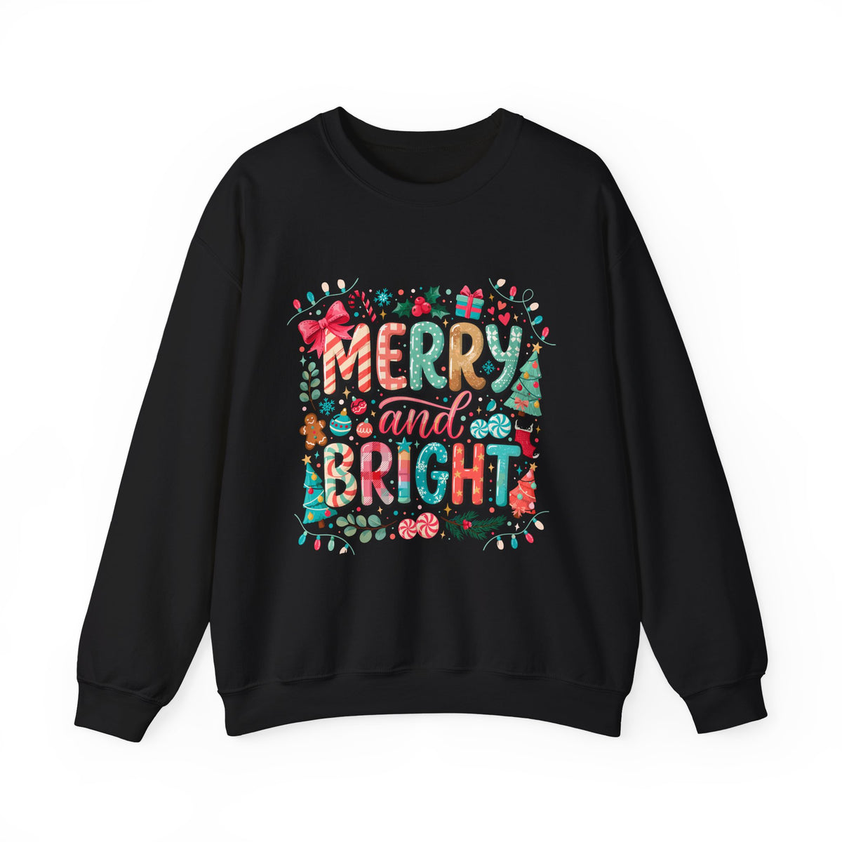 Merry and Bright Crewneck Sweatshirt — Festive Christmas Holiday Sweater