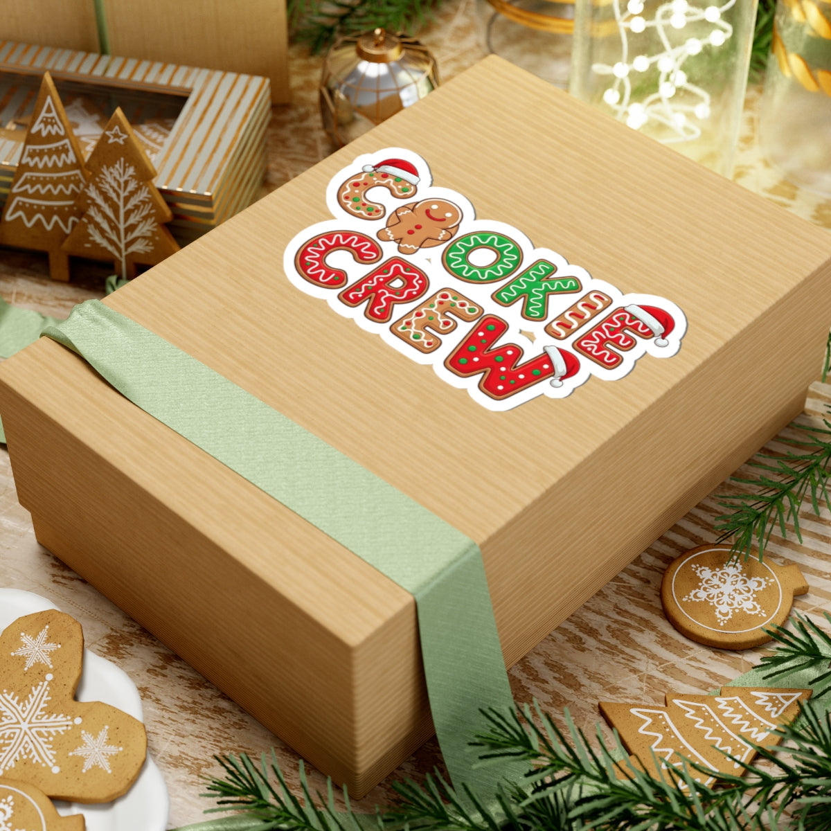 Cookie Crew Kiss-Cut Sticker — Festive Christmas Gingerbread Holiday Decal