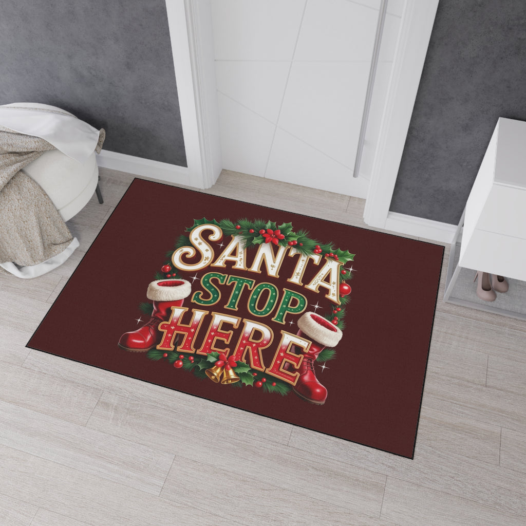 Santa Stop Here Heavy-Duty Floor Mat — Holiday Welcome Door Mat
