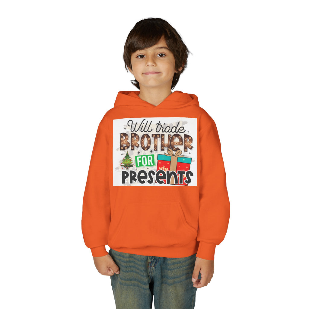 Kid’s Christmas Hoodie - "Will Trade Brother for Presents" Holiday Sweatshirt