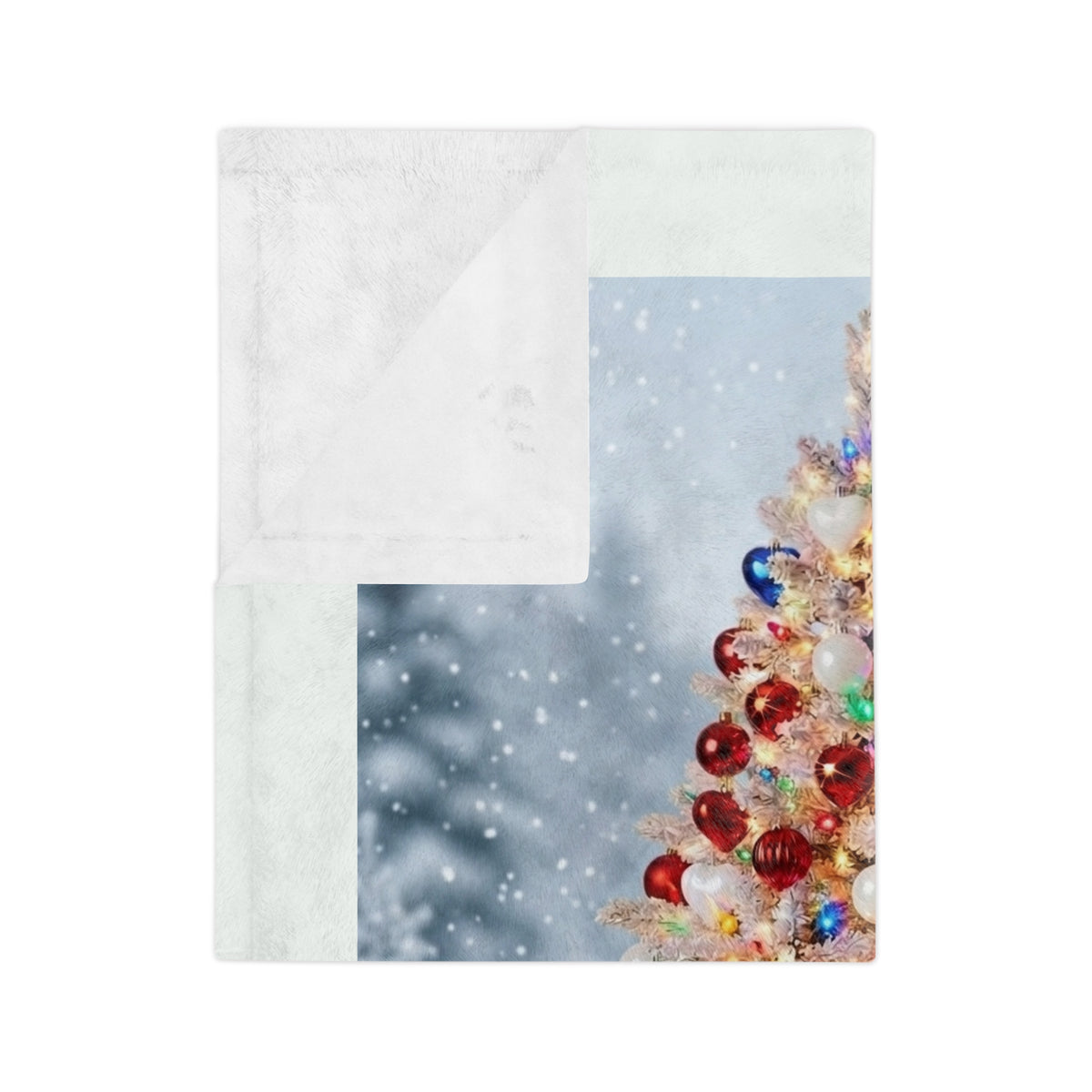 Christmas Tree Velveteen Microfiber Blanket — Festive Snowy Holiday Throw