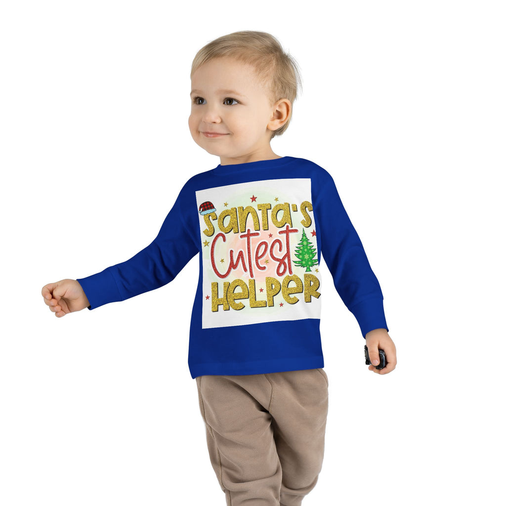 Santa's Cutest Helper Toddler Long Sleeve Tee