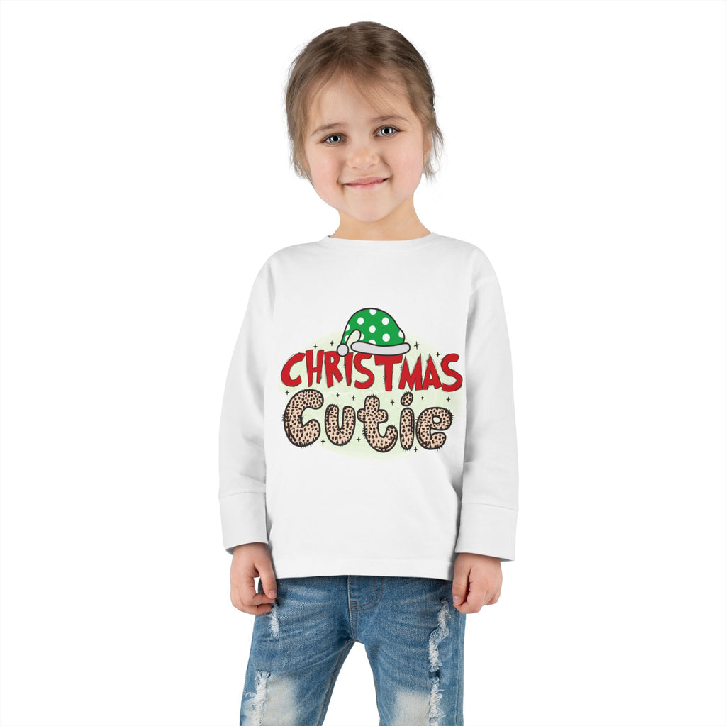 Toddler Long Sleeve Tee — "Christmas Cutie" Holiday Shirt