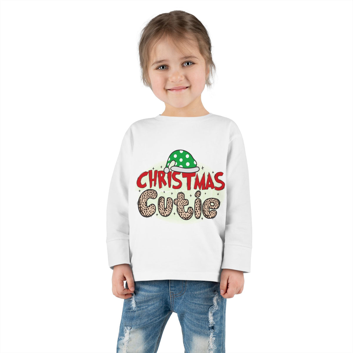 Toddler Long Sleeve Tee — "Christmas Cutie" Holiday Shirt