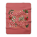 Candy Cane Wishes Sherpa Blanket — Cozy Christmas Throw with Festive Candy Cane Typography