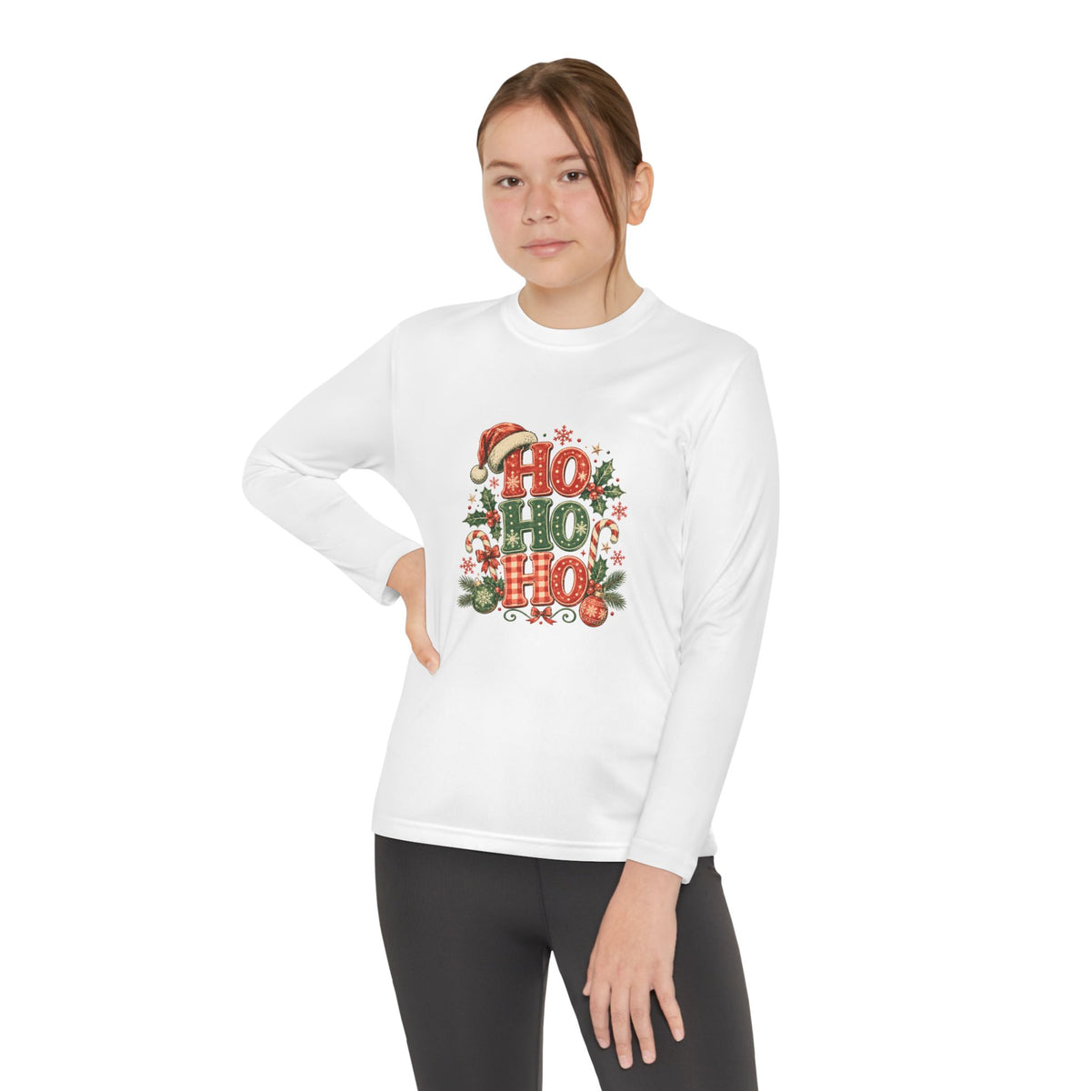 Kids Christmas Long Sleeve Tee — 'Ho Ho Ho' Holiday Graphic