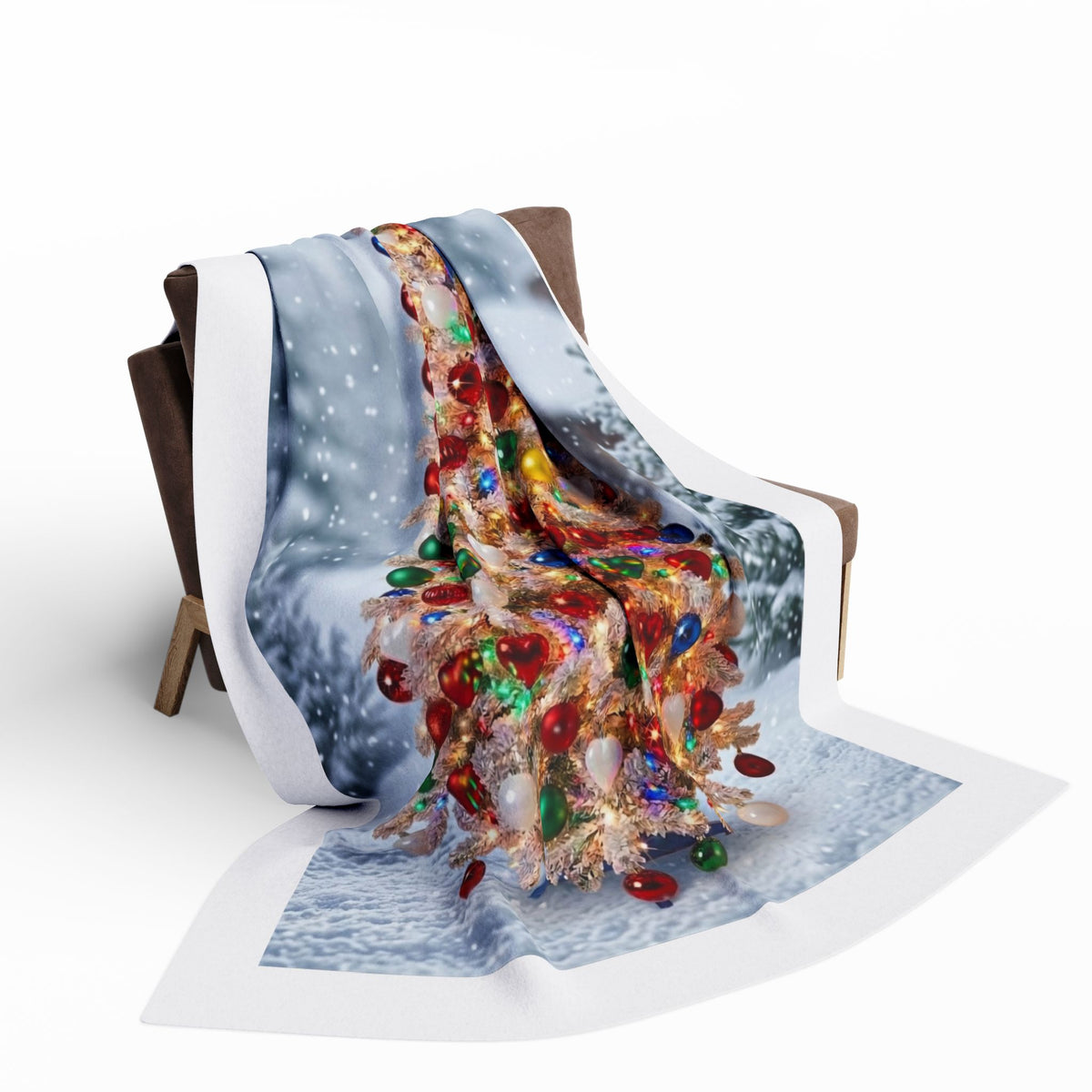 Christmas Tree Fleece Blanket — Festive Snowy Holiday Throw