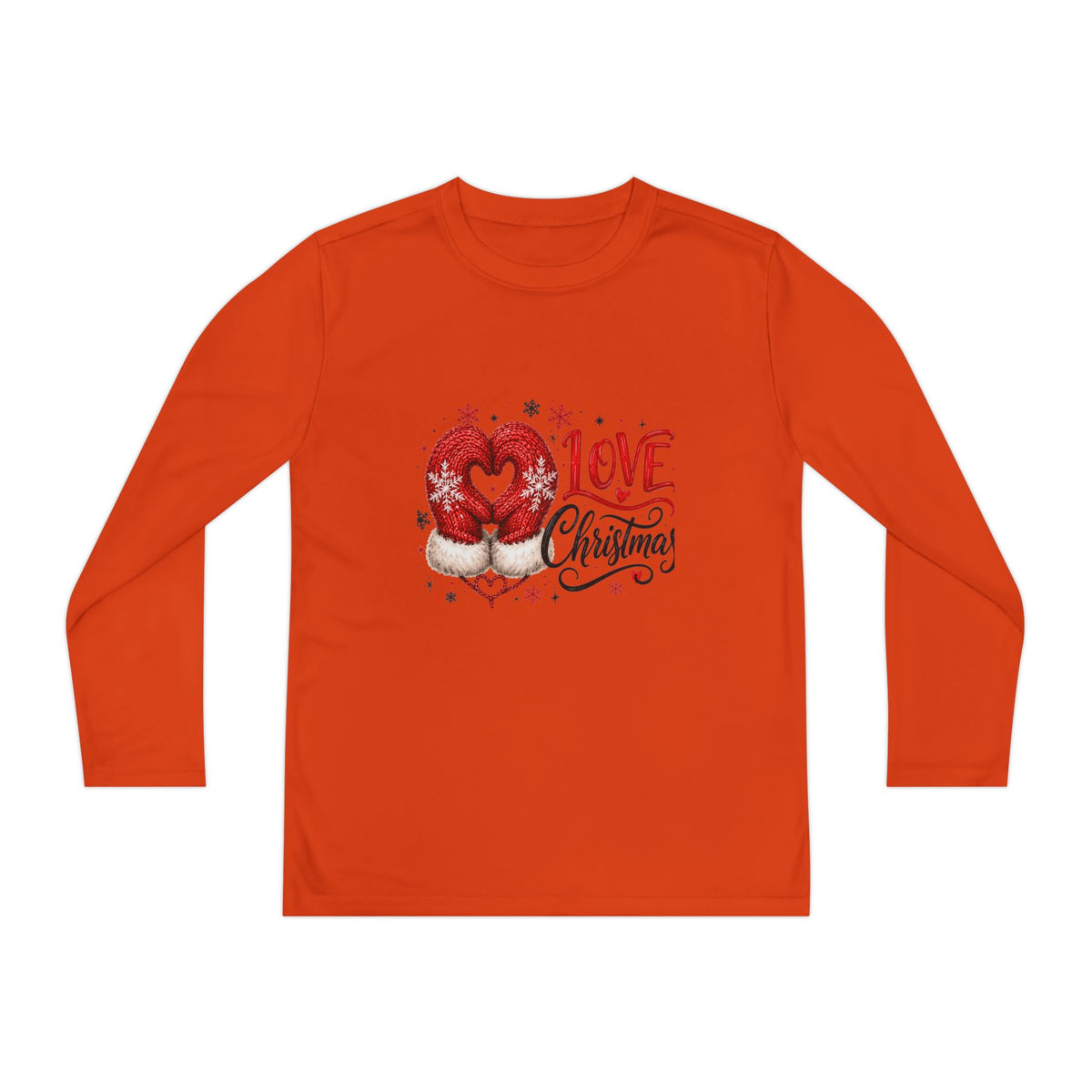 Youth Long Sleeve Tee - "Love Christmas" Festive Heart Gnome Design