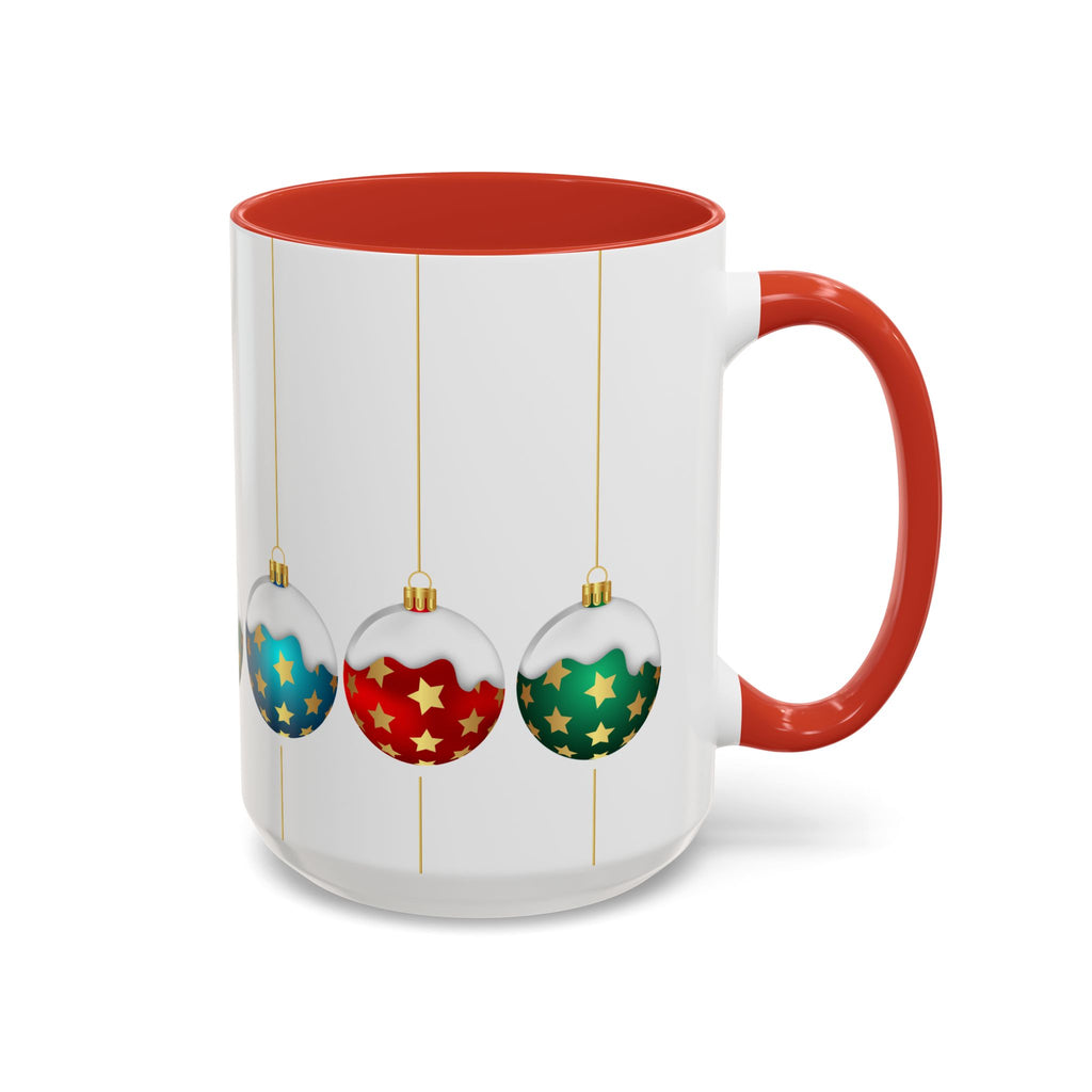 Holiday Ornament Accent Coffee Mug — Festive Christmas Baubles (11/15oz)