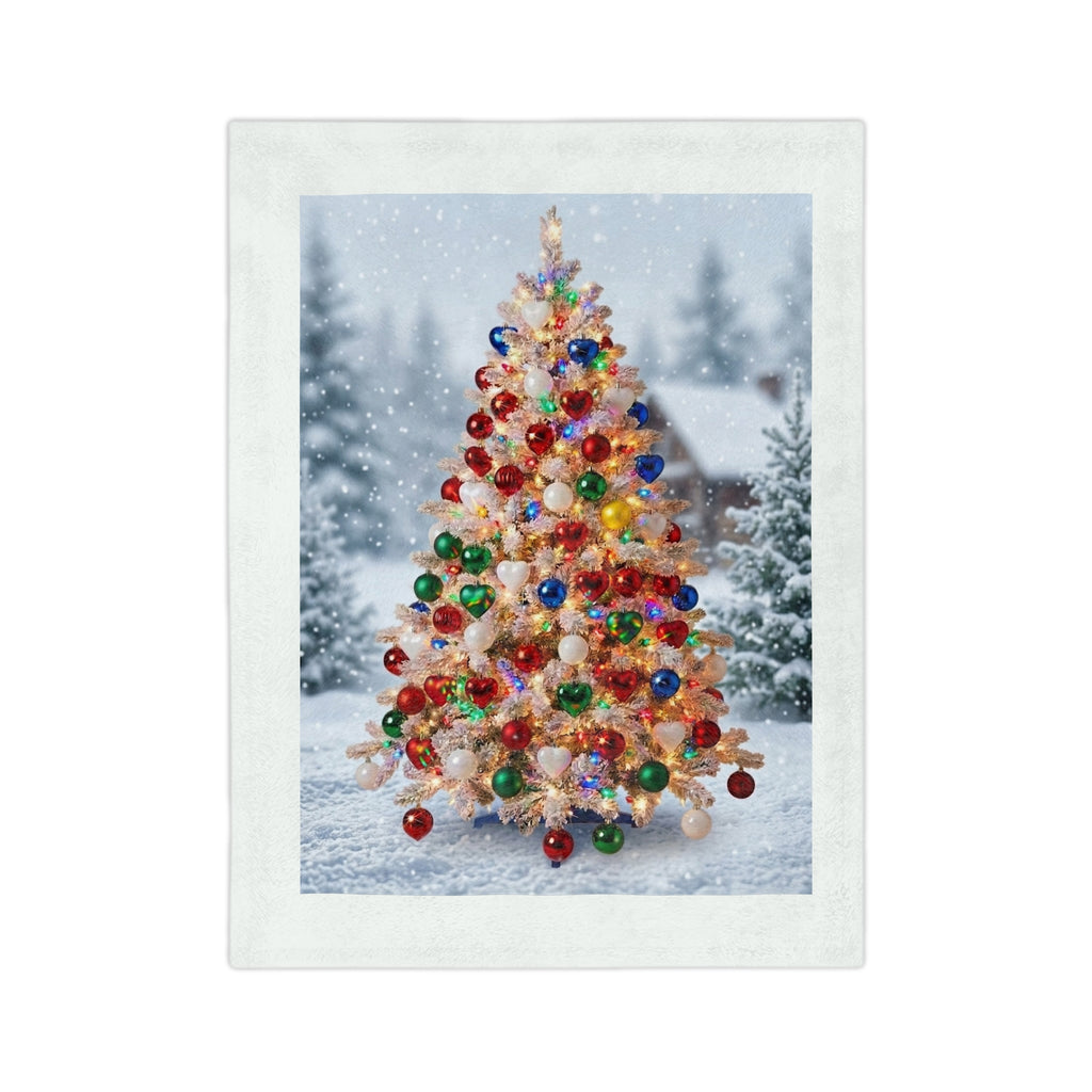 Christmas Tree Velveteen Microfiber Blanket — Festive Snowy Holiday Throw