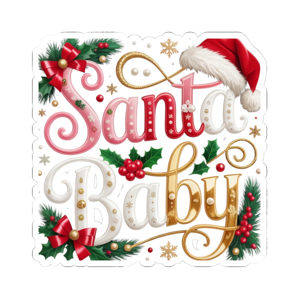 Santa Baby Christmas Sticker — Festive Kiss-Cut Holiday Decal