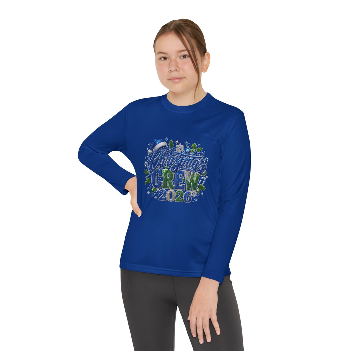 Youth Long Sleeve Tee — "Christmas Crew 2026" Holiday Shirt