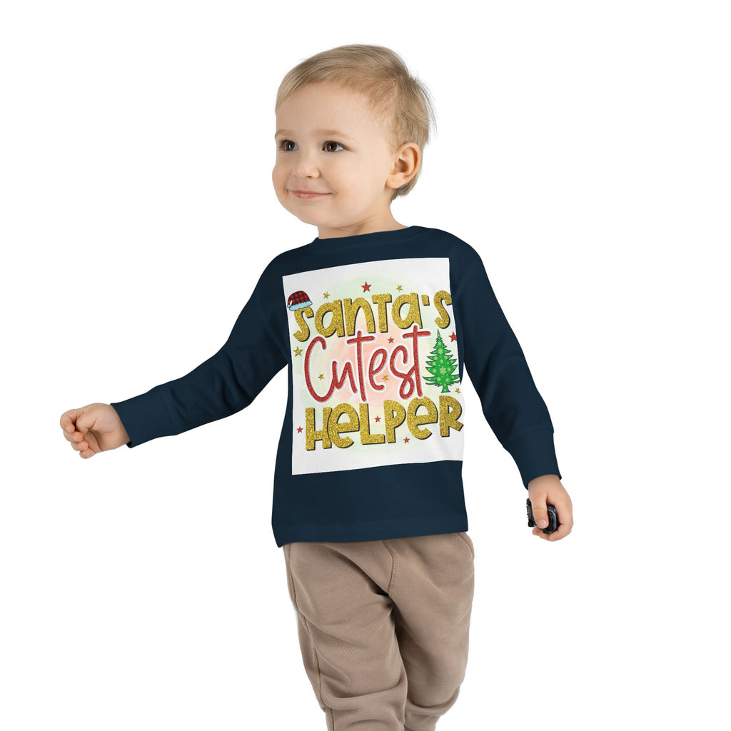 Santa's Cutest Helper Toddler Long Sleeve Tee