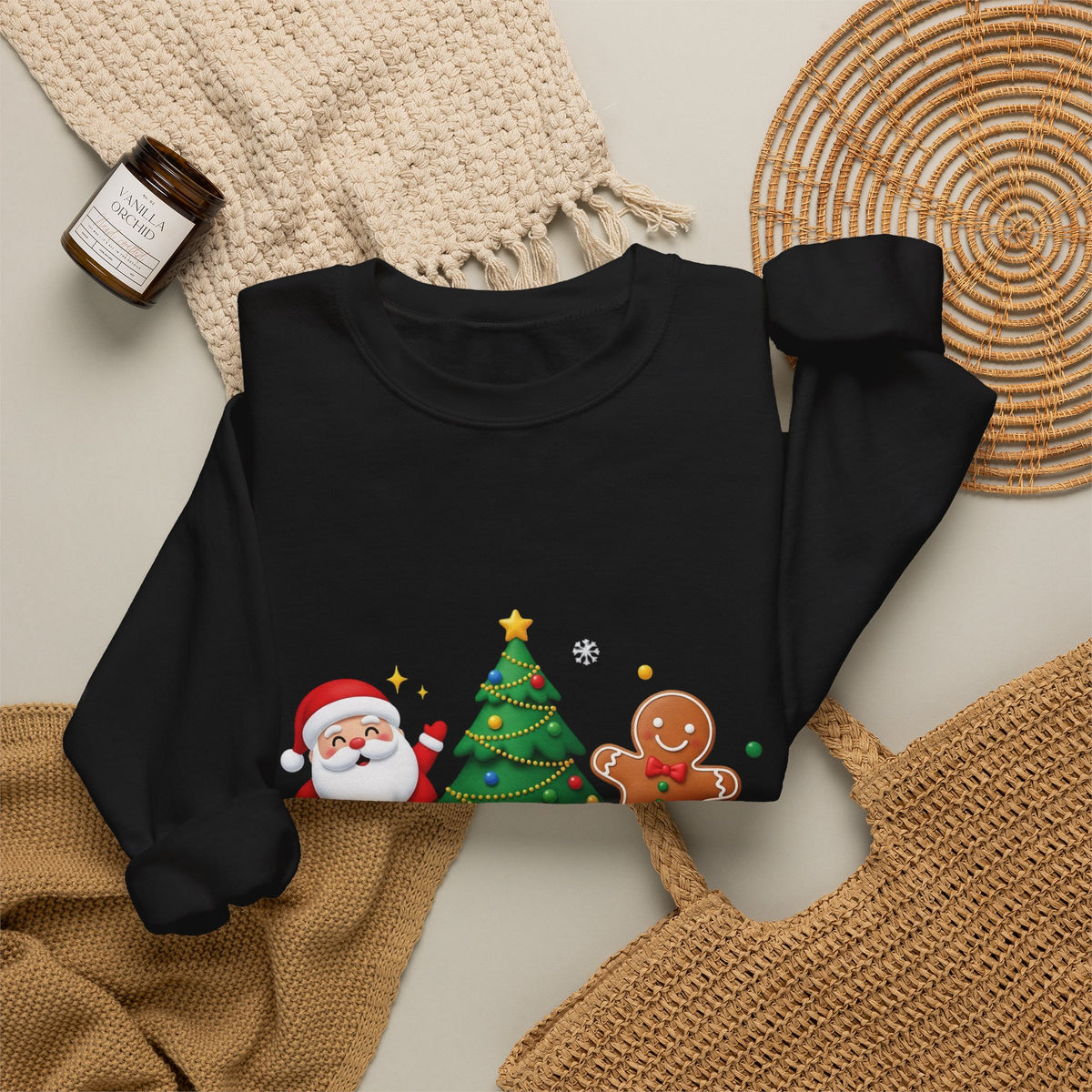 Cookie Baking Team Sweatshirt — Christmas Santa & Gingerbread Holiday Crewneck