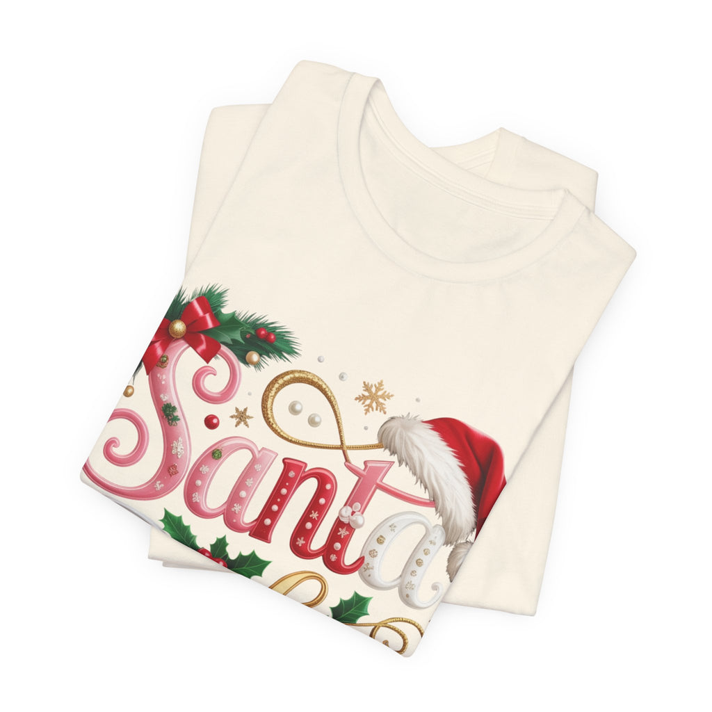 Santa Baby Christmas T-Shirt – Festive Holiday Tee with Santa Hat & Holly