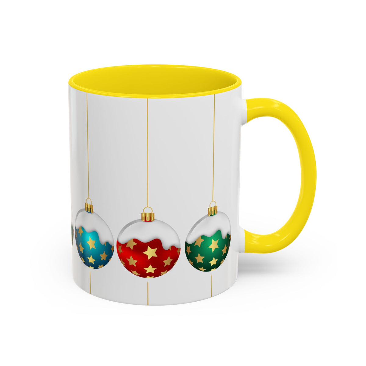 Holiday Ornament Accent Coffee Mug — Festive Christmas Baubles (11/15oz)