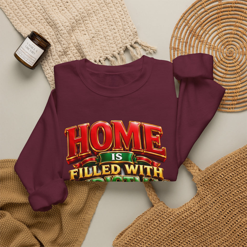 Christmas Love Crewneck Sweatshirt — "Home Is Filled With Christmas Love" Holiday Sweater