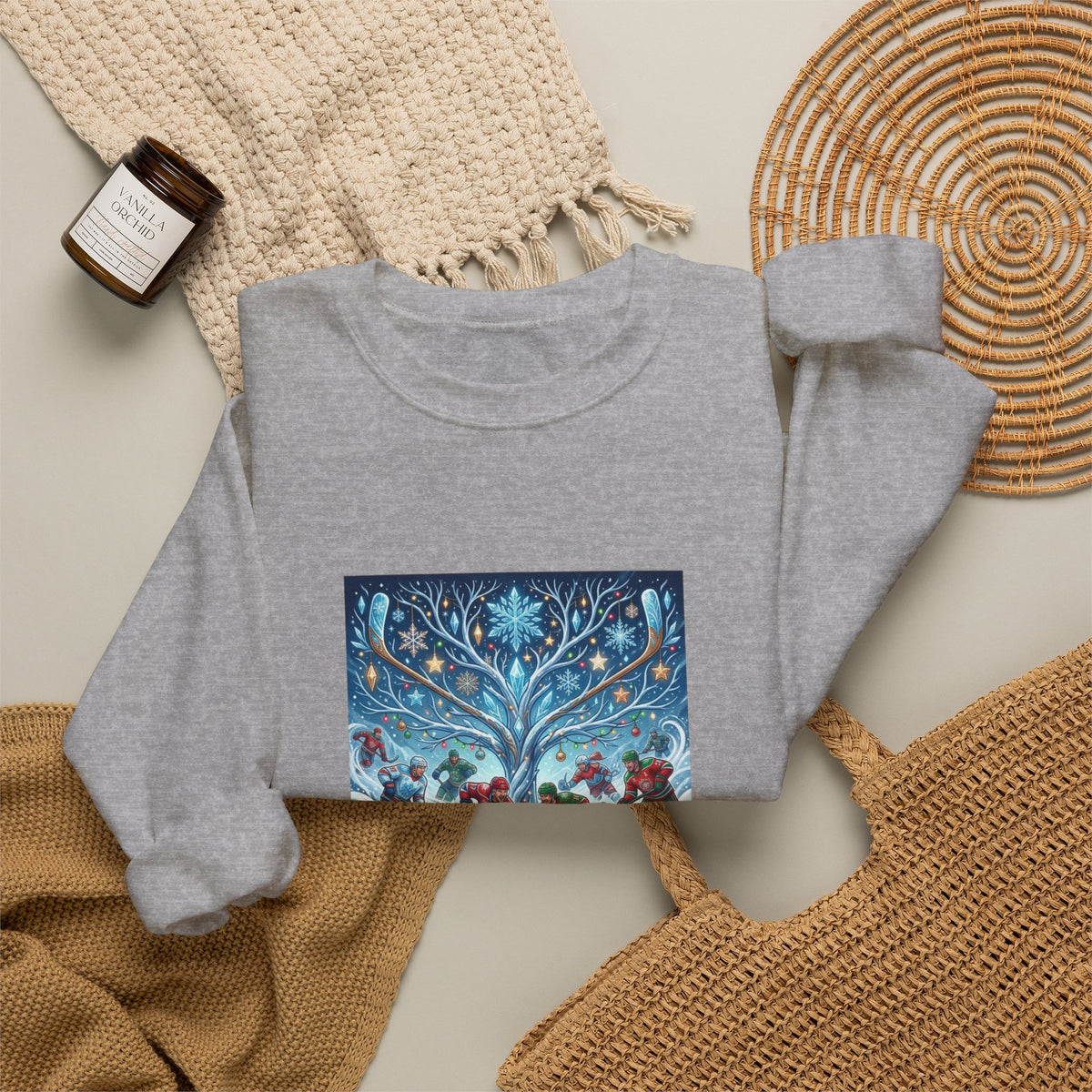 Holiday Snow Skate Crewneck Sweatshirt — Vintage Winter Ice Skaters Graphic