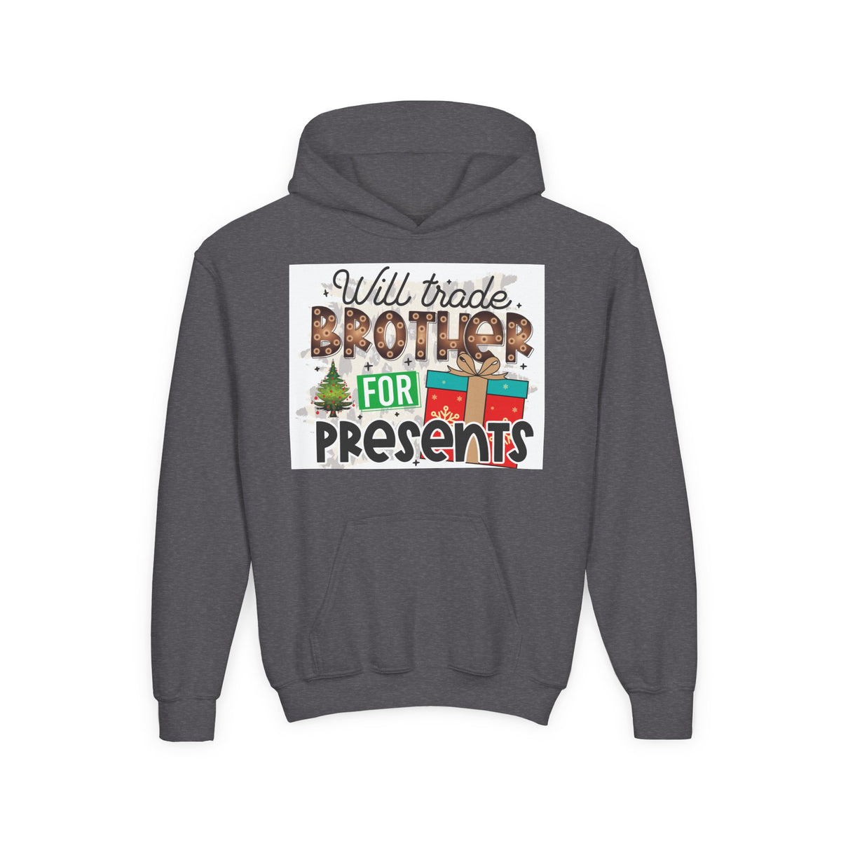 Kid’s Christmas Hoodie - "Will Trade Brother for Presents" Holiday Sweatshirt