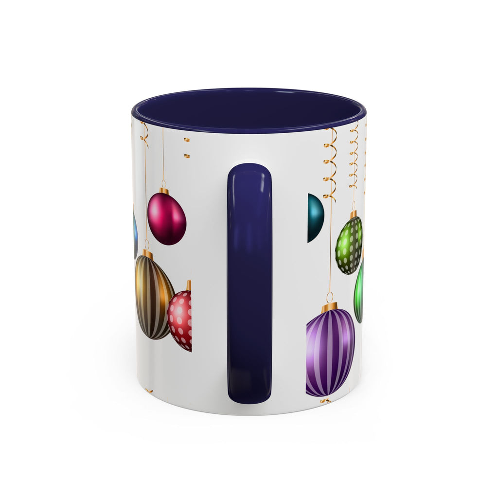 Holiday Ornament Accent Coffee Mug — Colorful Hanging Baubles 11/15oz