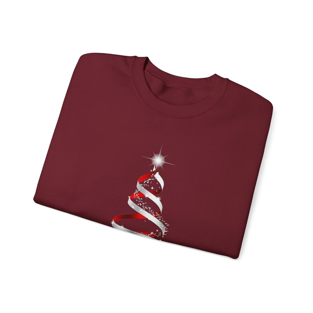Minimal Red Ribbon Christmas Tree Sweatshirt