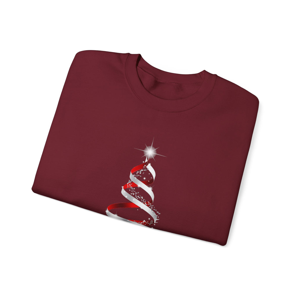Minimal Red Ribbon Christmas Tree Sweatshirt