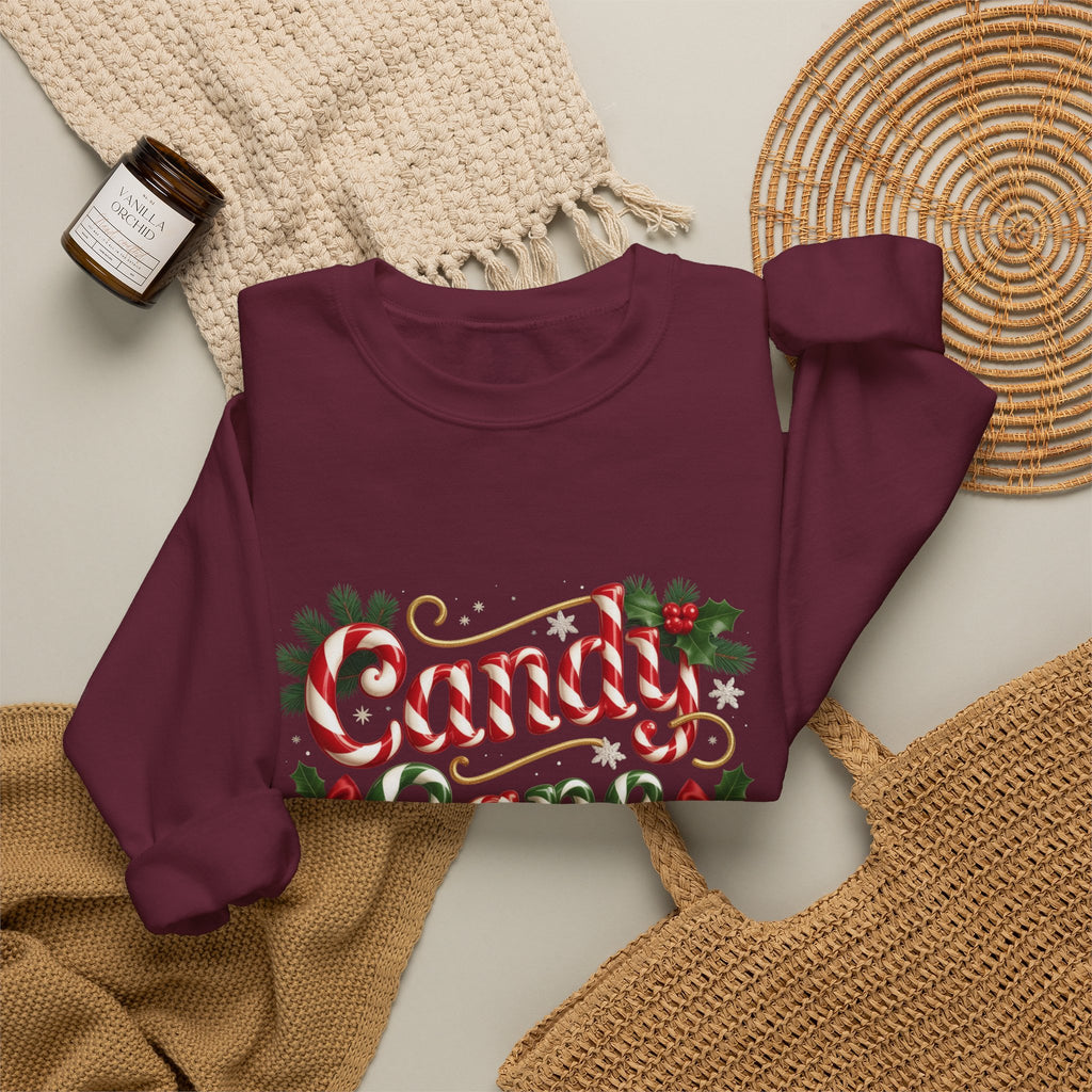 Crewneck Sweatshirt — "Candy Cane Wishes" Christmas Holiday Sweater