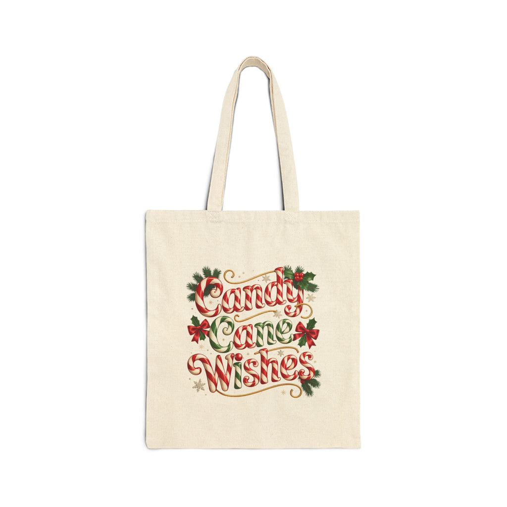 Holiday 'Candy Cane Wishes' Canvas Tote Bag