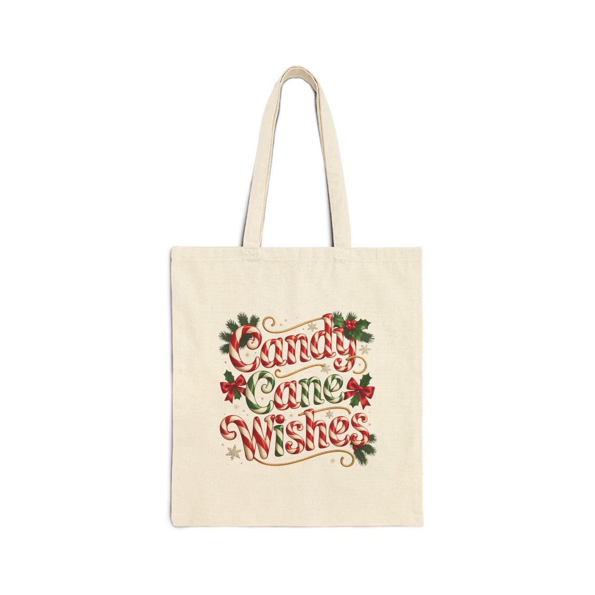 Holiday 'Candy Cane Wishes' Canvas Tote Bag