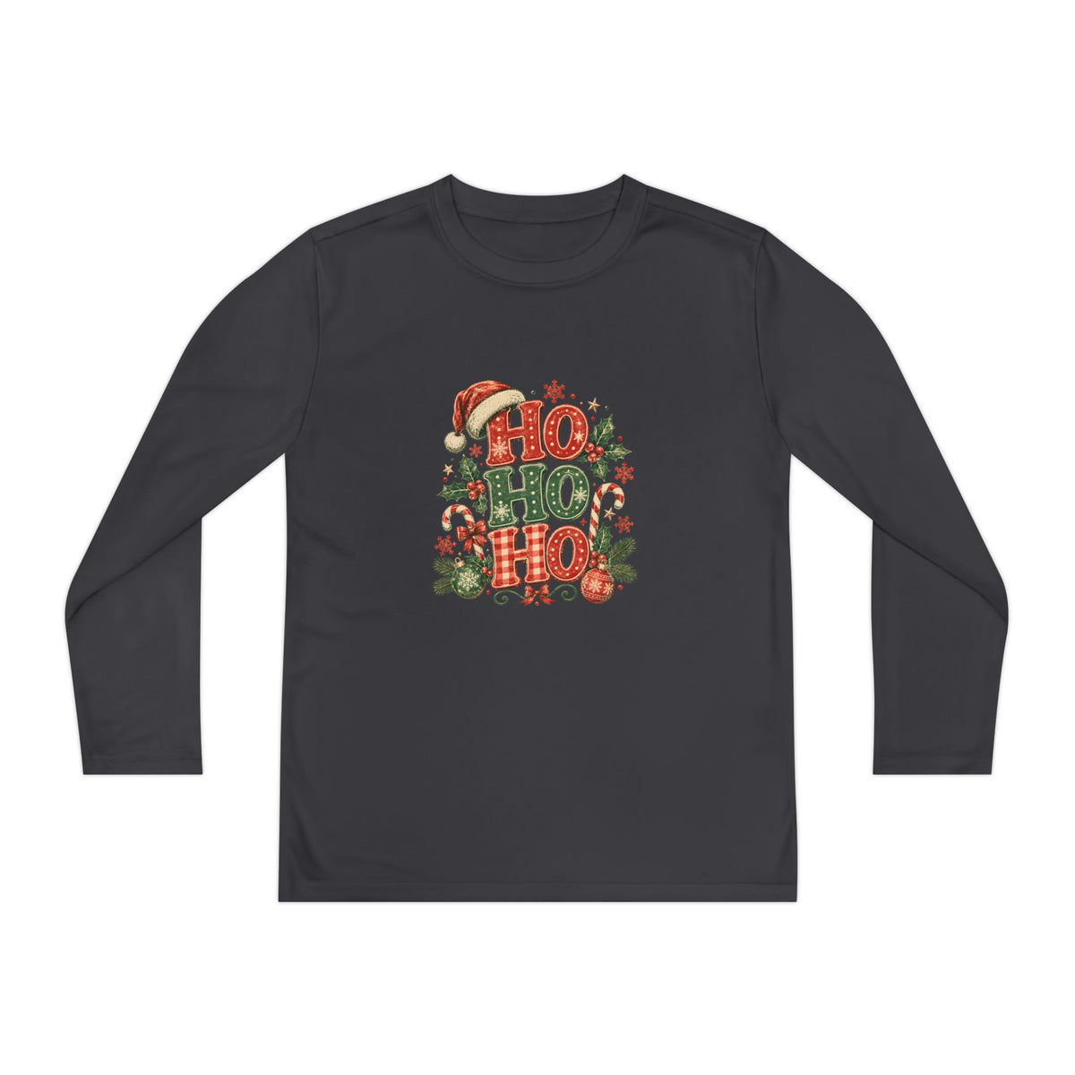 Kids Christmas Long Sleeve Tee — 'Ho Ho Ho' Holiday Graphic