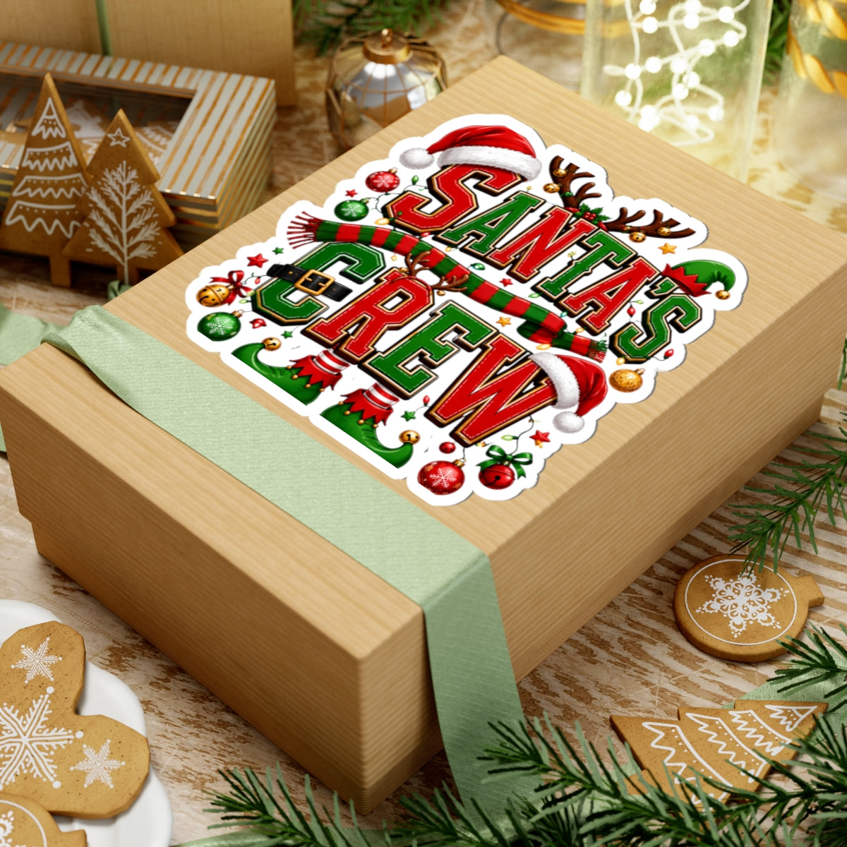 Santa’s Crew Christmas Sticker — Festive Kiss-Cut Holiday Decal