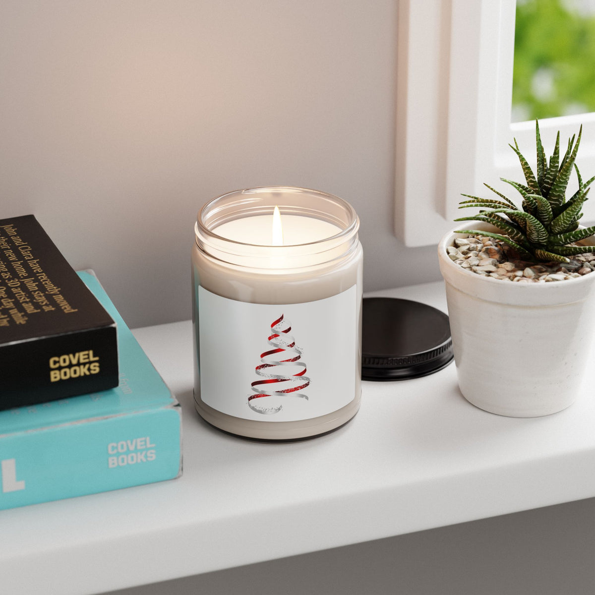 9oz Soy Candle — Red Ribbon Christmas Tree Scented Candle