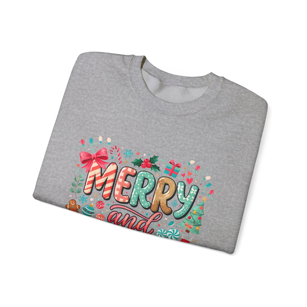 Merry and Bright Crewneck Sweatshirt — Festive Christmas Holiday Sweater