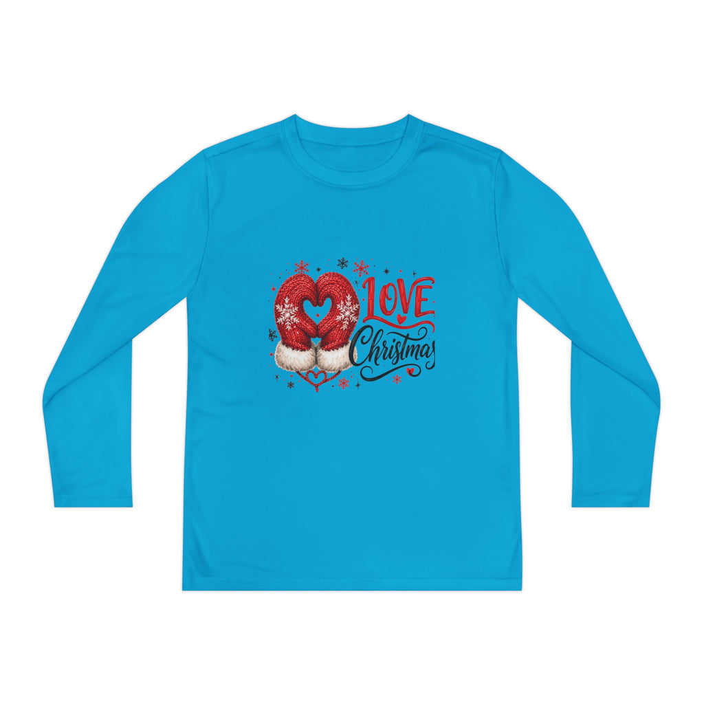 Youth Long Sleeve Tee - "Love Christmas" Festive Heart Gnome Design