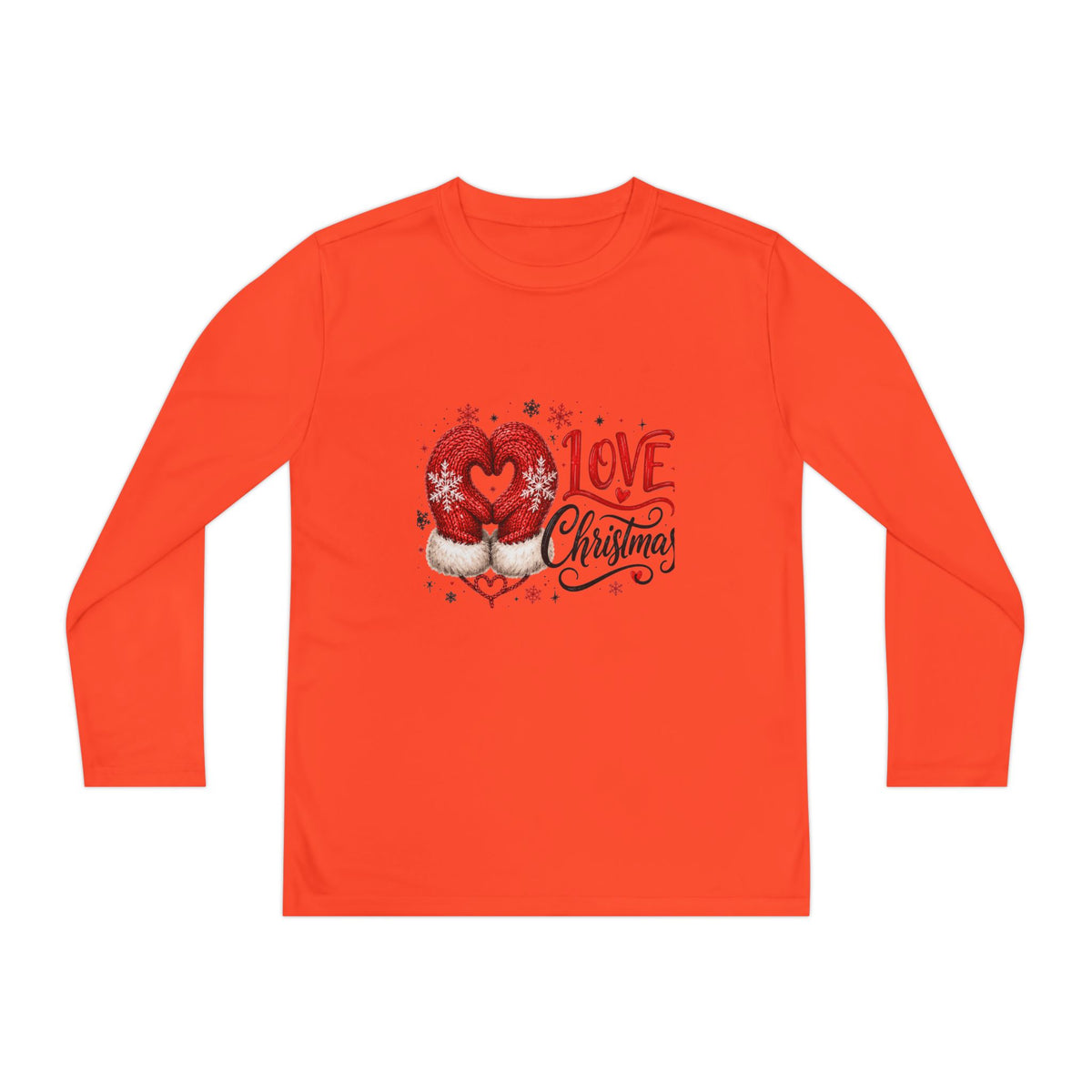 Youth Long Sleeve Tee - "Love Christmas" Festive Heart Gnome Design