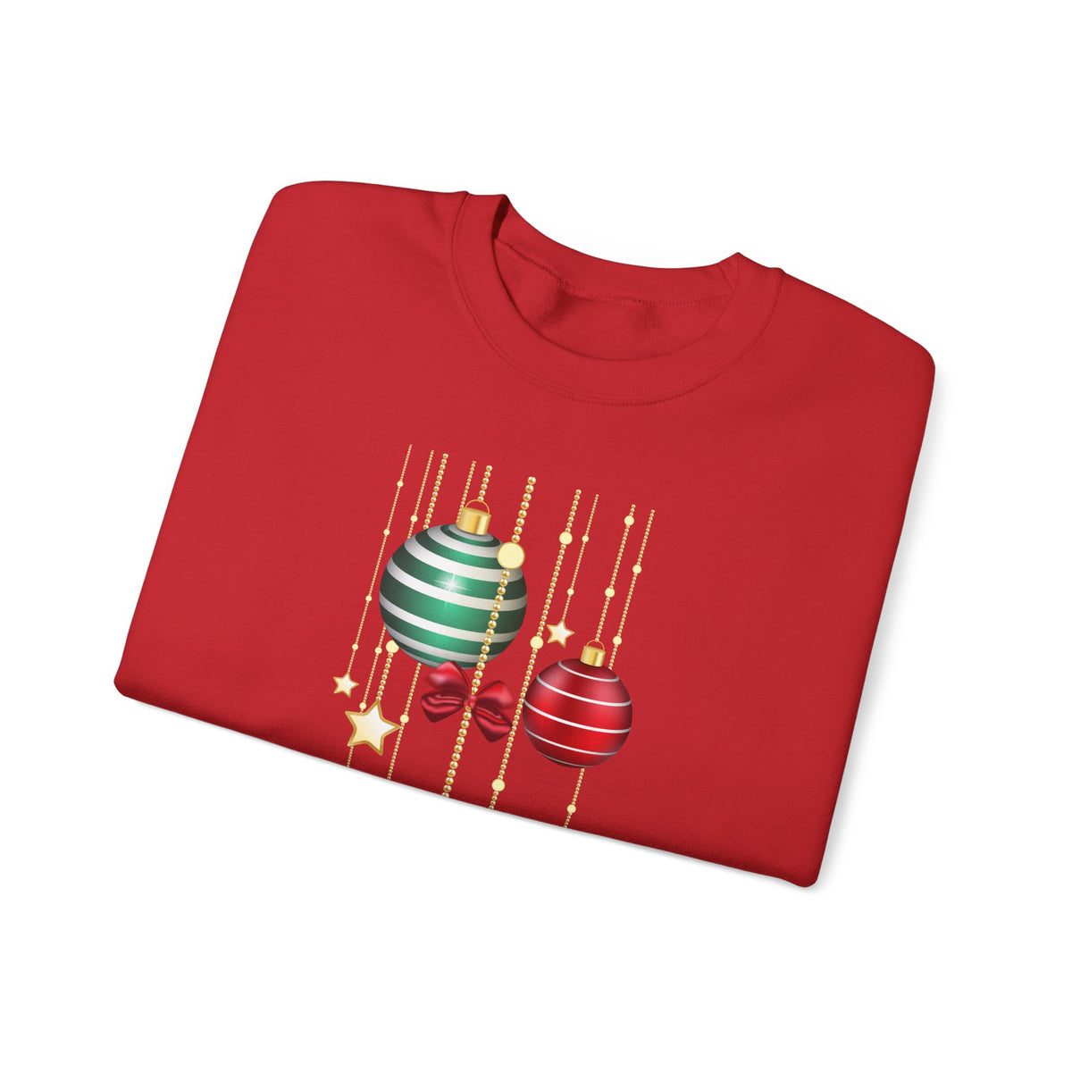 Holiday Ornaments Crewneck Sweatshirt — Hanging Baubles & Stars Christmas Sweater