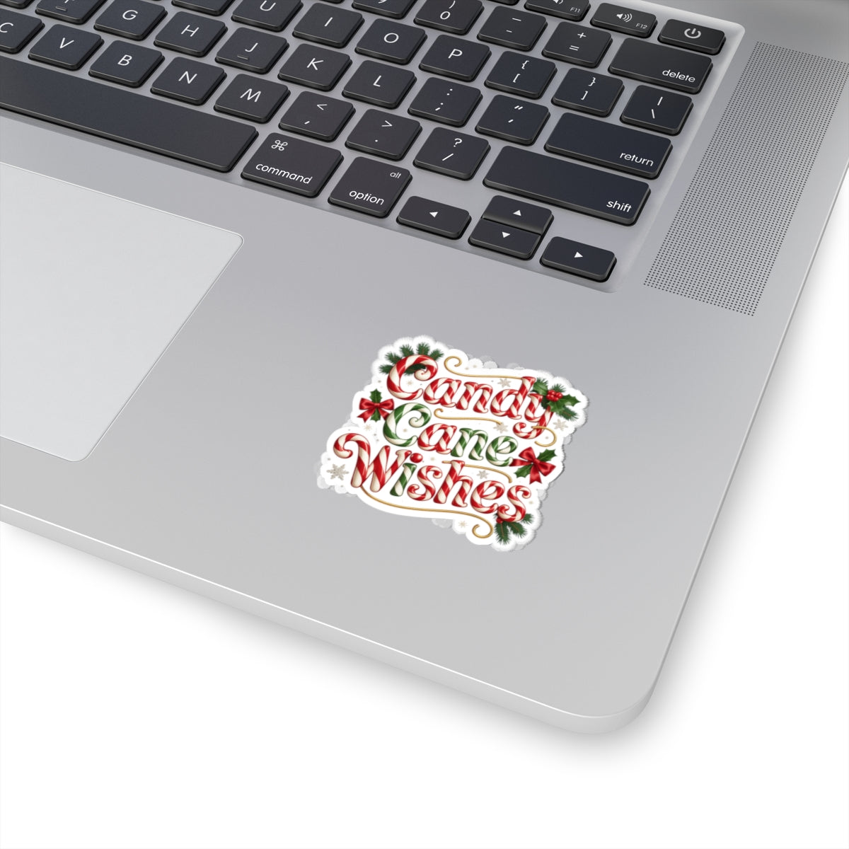 Candy Cane Wishes Sticker — Festive Holiday Kiss-Cut Decal