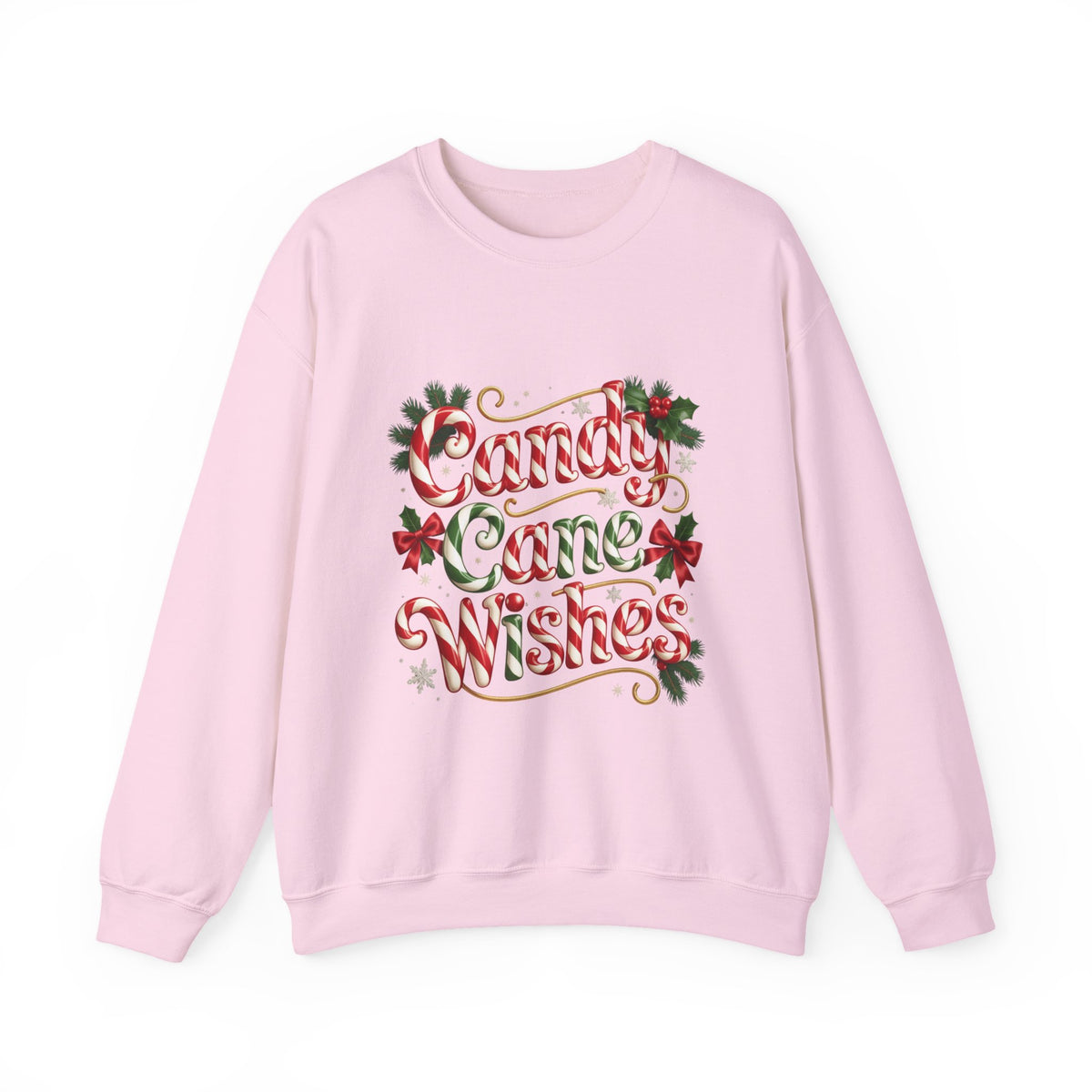 Crewneck Sweatshirt — "Candy Cane Wishes" Christmas Holiday Sweater