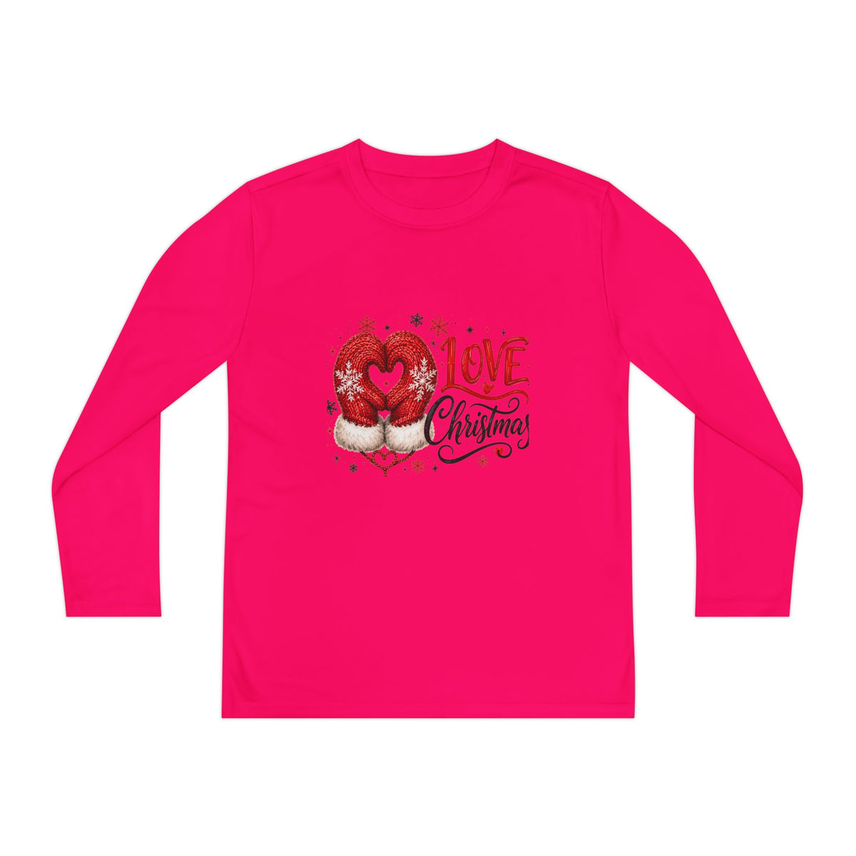 Youth Long Sleeve Tee - "Love Christmas" Festive Heart Gnome Design