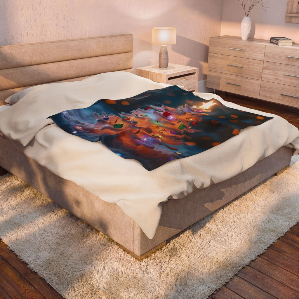 Glowing Christmas Tree Velveteen Plush Blanket