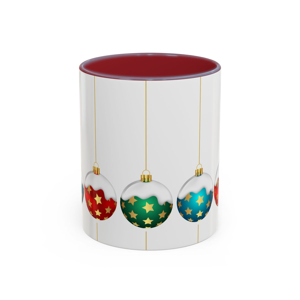 Holiday Ornament Accent Coffee Mug — Festive Christmas Baubles (11/15oz)